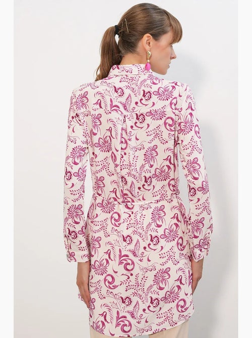 Chemise longue en viscose crêpe à fleurs avec ceinture bdart - Kiabi Chemise longue en viscose crêpe à fleurs avec ceinture bdart - Kiabi