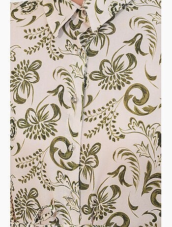 Chemise longue en viscose crêpe à fleurs avec ceinture bdart