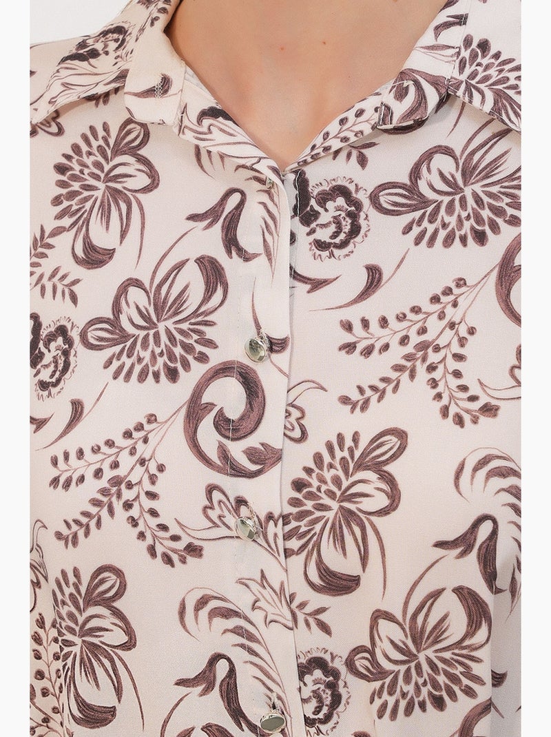Chemise longue en viscose crêpe à fleurs avec ceinture bdart Multicolore - Kiabi