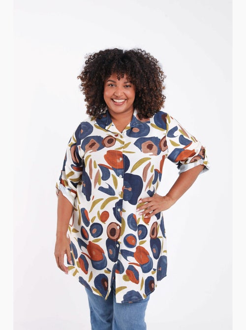 Chemise longue en viscose imprimé coquelicots PAPRIKA - Kiabi Chemise longue en viscose imprimé coquelicots PAPRIKA - Kiabi
