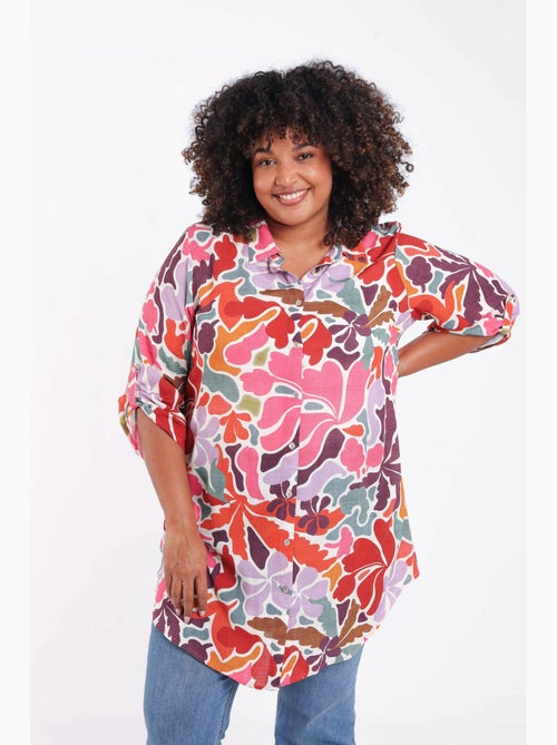 Chemise longue en viscose imprimé floral PAPRIKA - Kiabi Chemise longue en viscose imprimé floral PAPRIKA - Kiabi