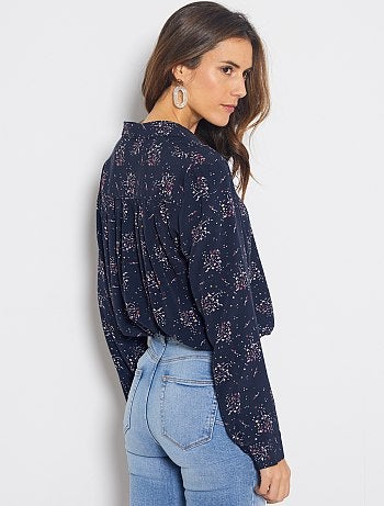 Chemise longue fluide imprimée 'fleurs' - Kiabi