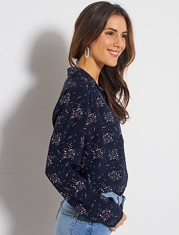 Chemise longue fluide imprimée 'fleurs' - Kiabi