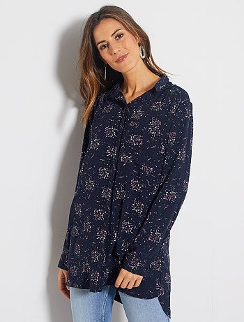 Chemise longue fluide imprimée 'fleurs' - Kiabi