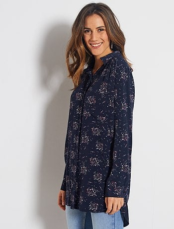 Chemise longue fluide imprimée 'fleurs' - Kiabi