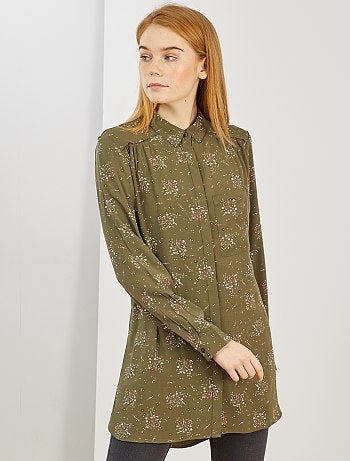 Chemise longue fluide imprimée 'fleurs' - Kiabi