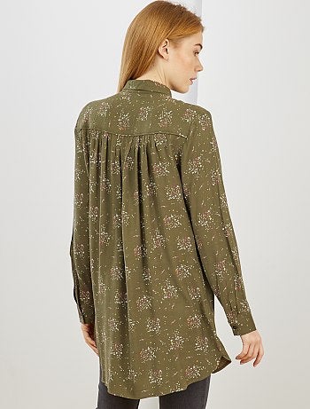 Chemise longue fluide imprimée 'fleurs' - Kiabi