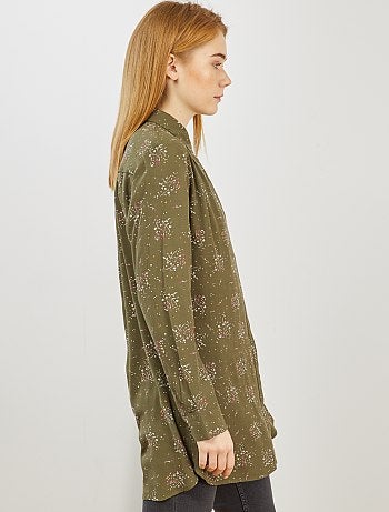 Chemise longue fluide imprimée 'fleurs' - Kiabi