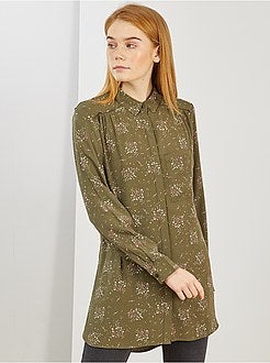 Chemise longue fluide imprimée 'fleurs' - Kiabi