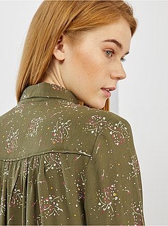 Chemise longue fluide imprimée 'fleurs' - Kiabi