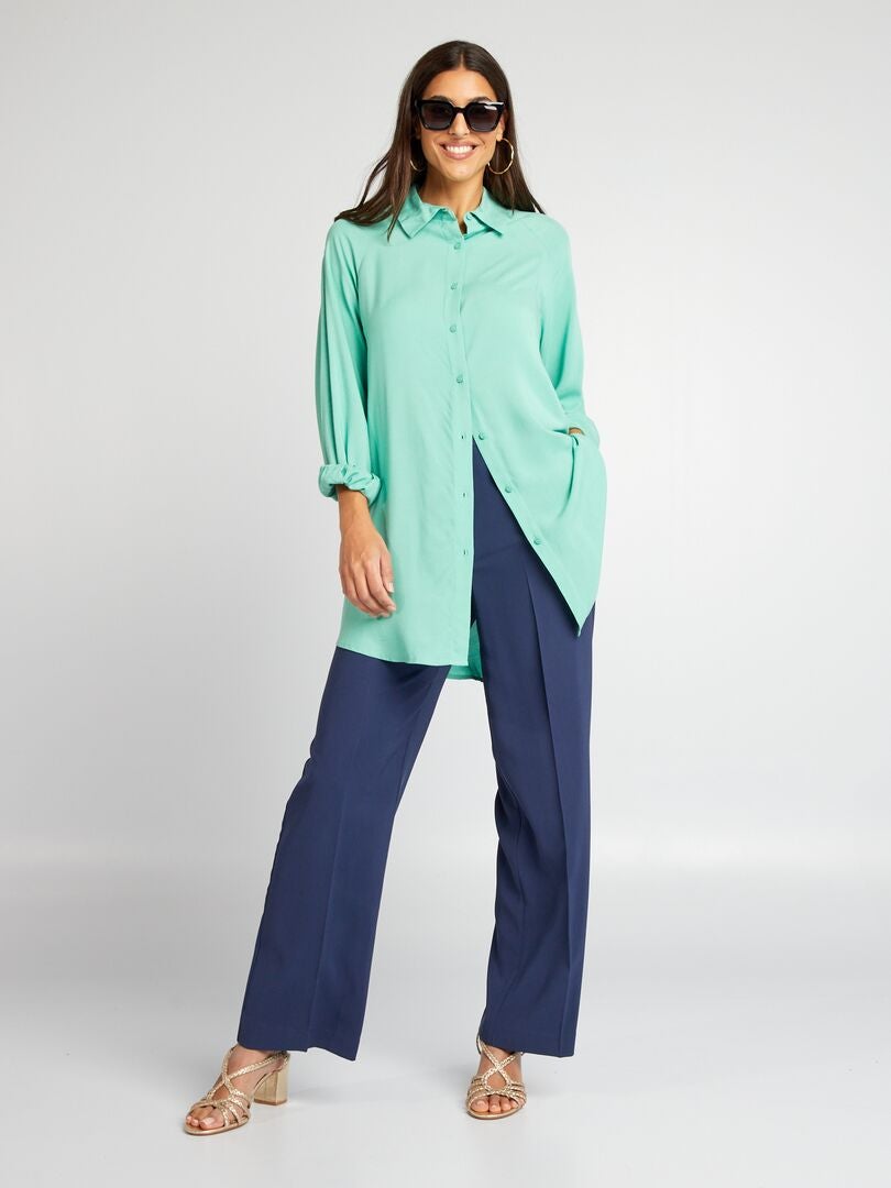 Chemise longue fluide Vert d'eau - Kiabi