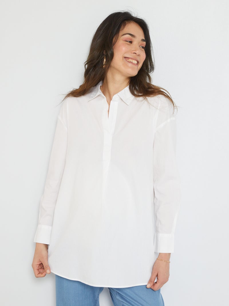 Chemise longue grossesse blanc - Kiabi