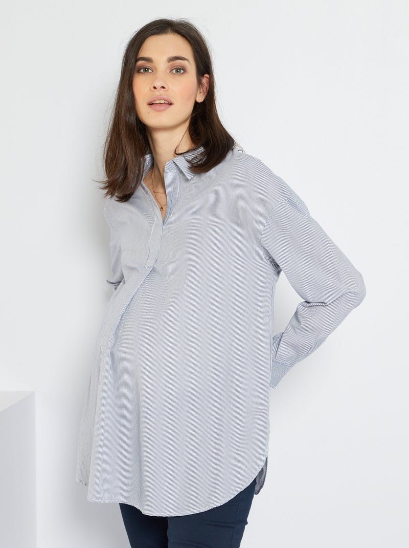 Chemise longue grossesse bleu - Kiabi
