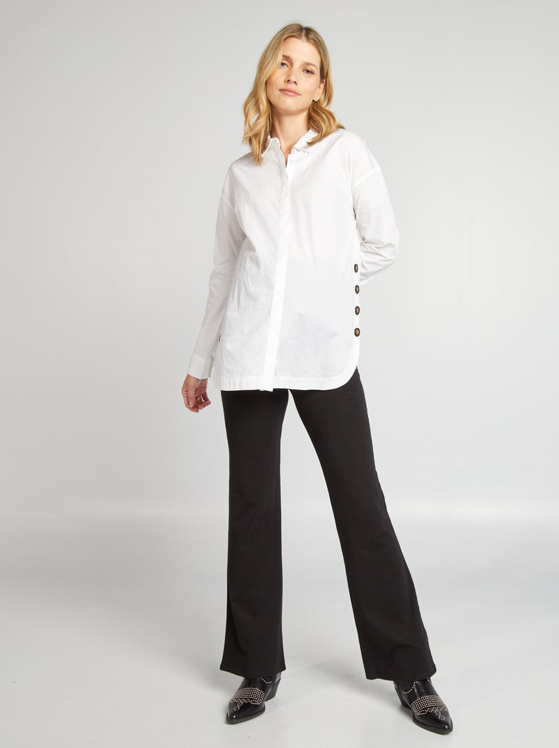 Chemise longue grossesse en coton blanc - Kiabi
