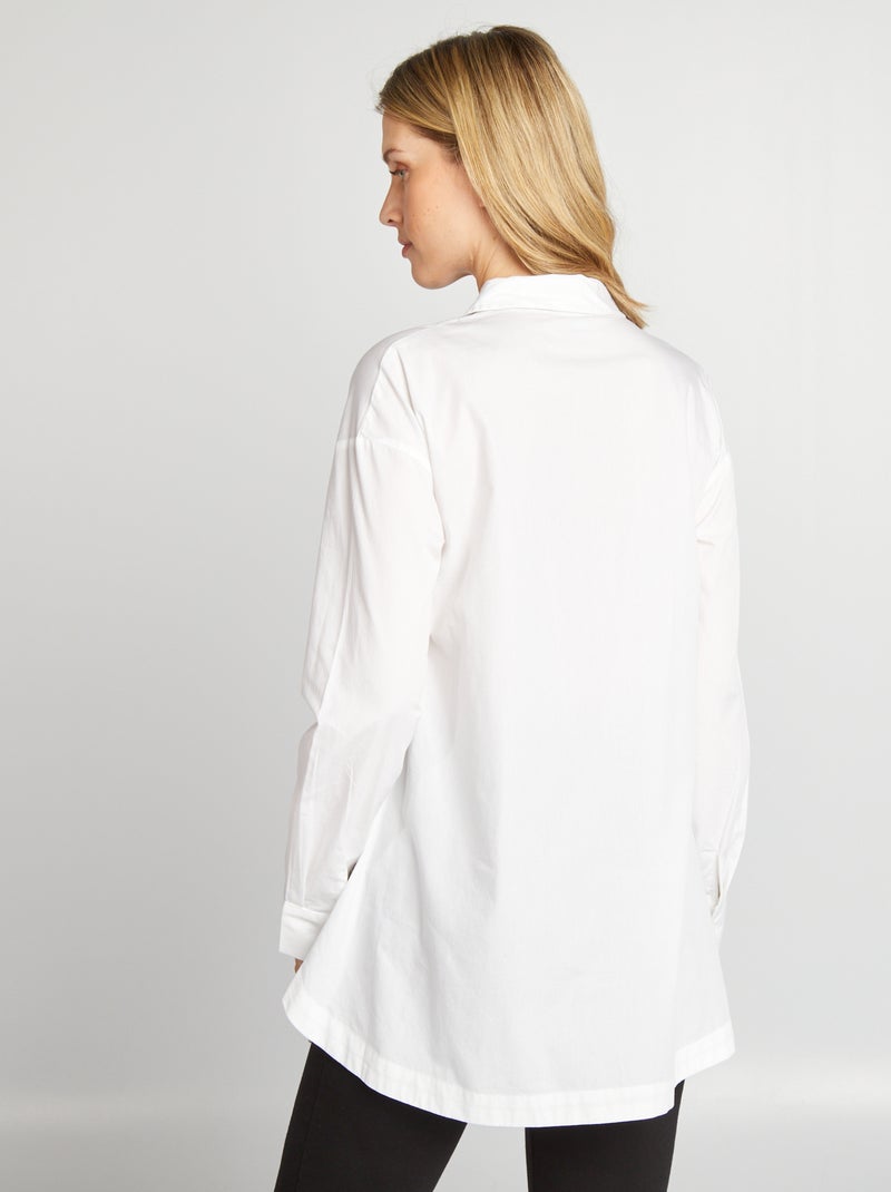 Chemise longue grossesse en coton blanc - Kiabi