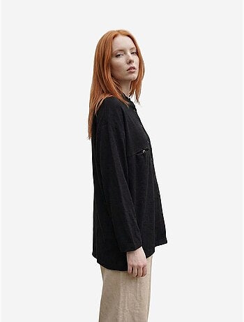 Chemise longue oversize à manches longues en mélange de lin my fashion