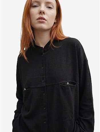 Chemise longue oversize à manches longues en mélange de lin my fashion