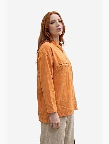 Chemise longue oversize à manches longues en mélange de lin my fashion