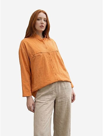 Chemise longue oversize à manches longues en mélange de lin my fashion