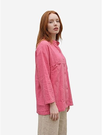Chemise longue oversize à manches longues en mélange de lin my fashion