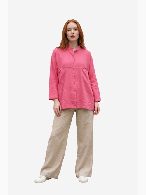 Chemise longue oversize à manches longues en mélange de lin my fashion - Kiabi