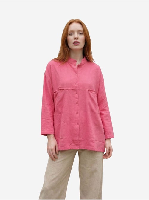 Chemise longue oversize à manches longues en mélange de lin my fashion - Kiabi