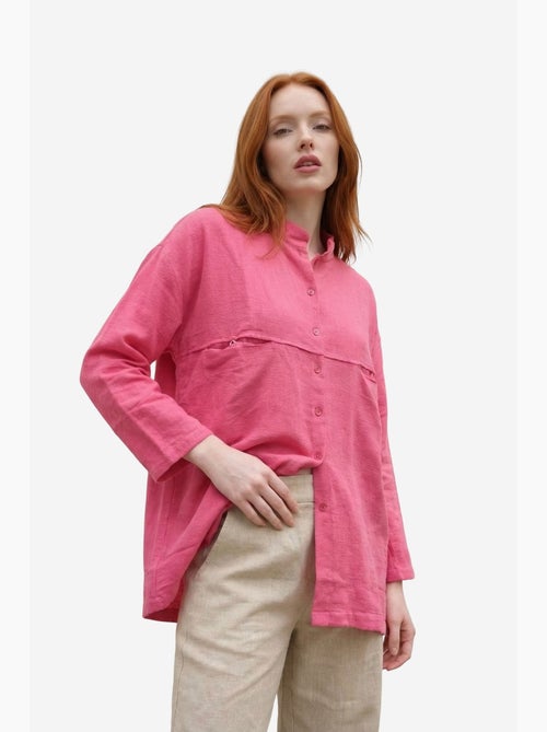 Chemise longue oversize à manches longues en mélange de lin my fashion - Kiabi