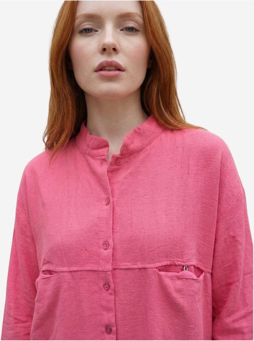 Chemise longue oversize à manches longues en mélange de lin my fashion - Kiabi