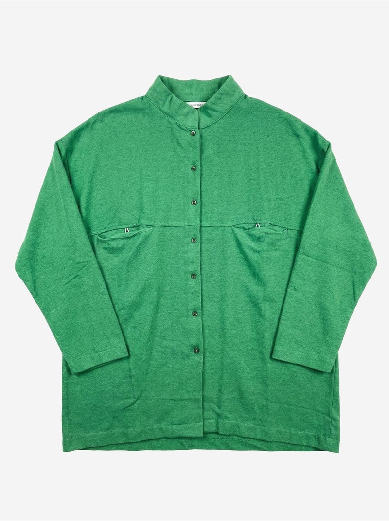 Chemise longue oversize à manches longues en mélange de lin my fashion Vert - Kiabi