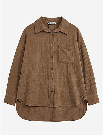 Chemise longue oversize texturée avec fermeture boutonnée my fashion