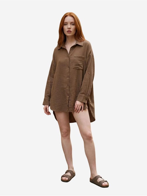 Chemise longue oversize texturée avec fermeture boutonnée my fashion - Kiabi Chemise longue oversize texturée avec fermeture boutonnée my fashion - Kiabi