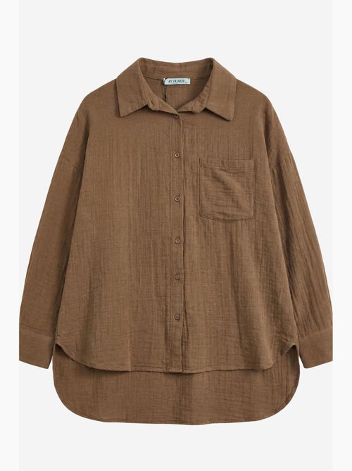 Chemise longue oversize texturée avec fermeture boutonnée my fashion - Kiabi Chemise longue oversize texturée avec fermeture boutonnée my fashion - Kiabi