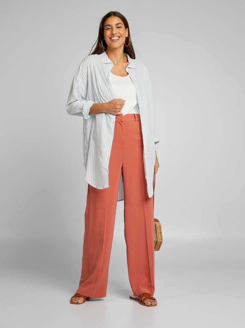 Chemise longue rayée Bleu rayé - Kiabi