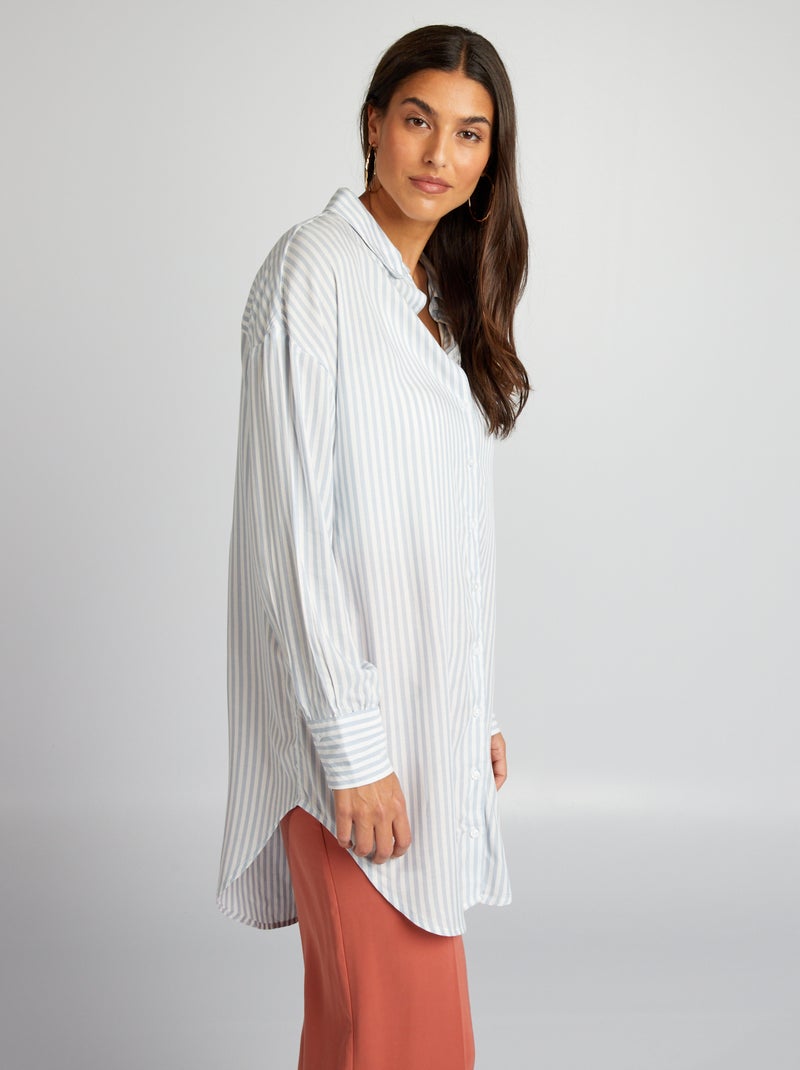Chemise longue rayée Bleu rayé - Kiabi