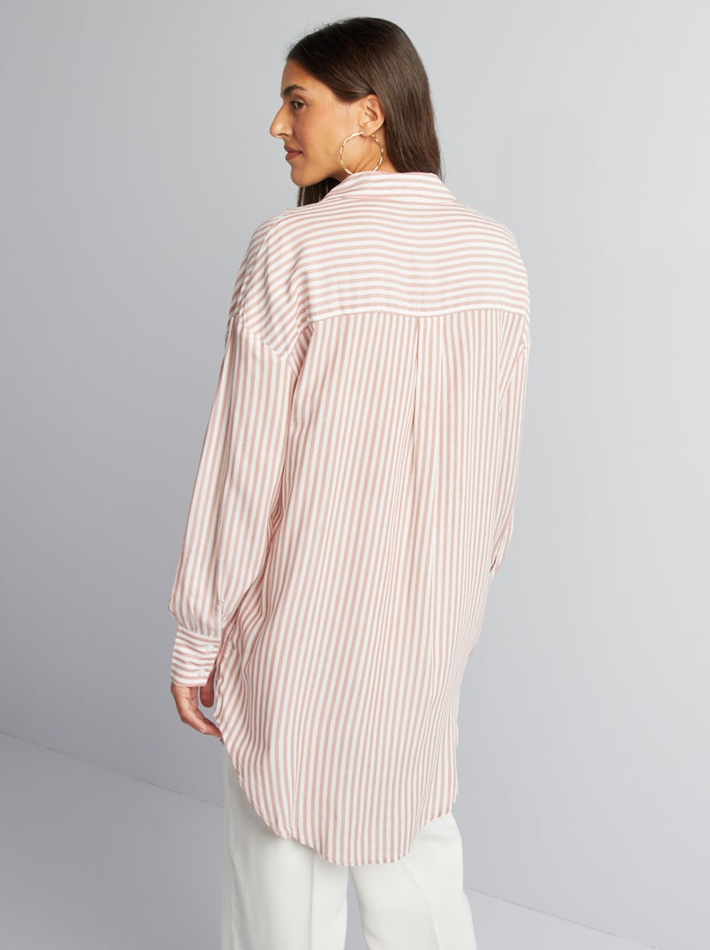 Chemise longue rayée Rose rayé - Kiabi