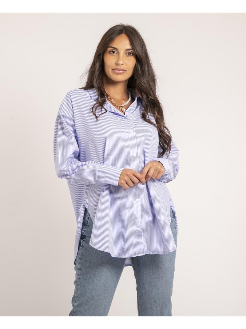 Chemise longue rayures OLAURE Bleu - Kiabi