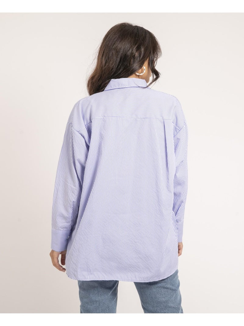 Chemise longue rayures OLAURE Bleu - Kiabi