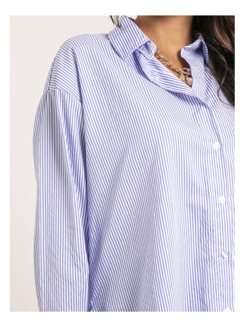 Chemise longue rayures OLAURE Bleu - Kiabi