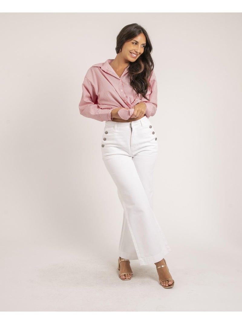 Chemise longue rayures OLAURE Rouge - Kiabi