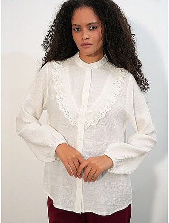 Chemise longue tissée à col mao bdart