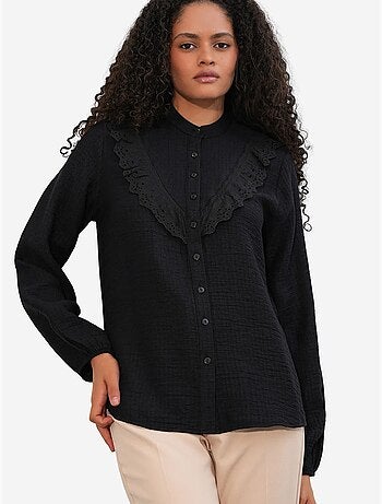 Chemise longue tissée à col mao bdart