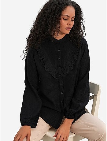 Chemise longue tissée à col mao bdart