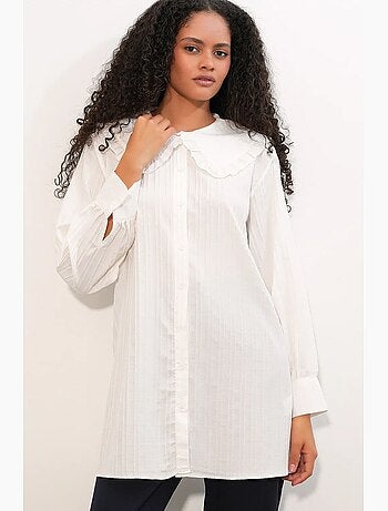 Chemise longue tissée femme à col bébé bdart