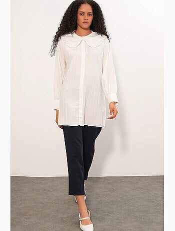Chemise longue tissée femme à col bébé bdart