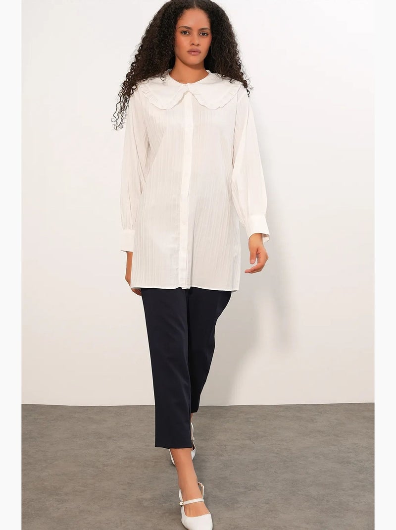 Chemise longue tissée femme à col bébé bdart Blanc - Kiabi