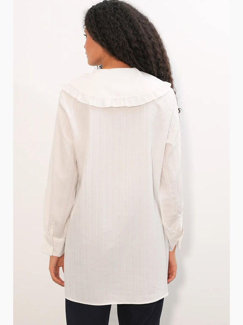 Chemise longue tissée femme à col bébé bdart Blanc - Kiabi