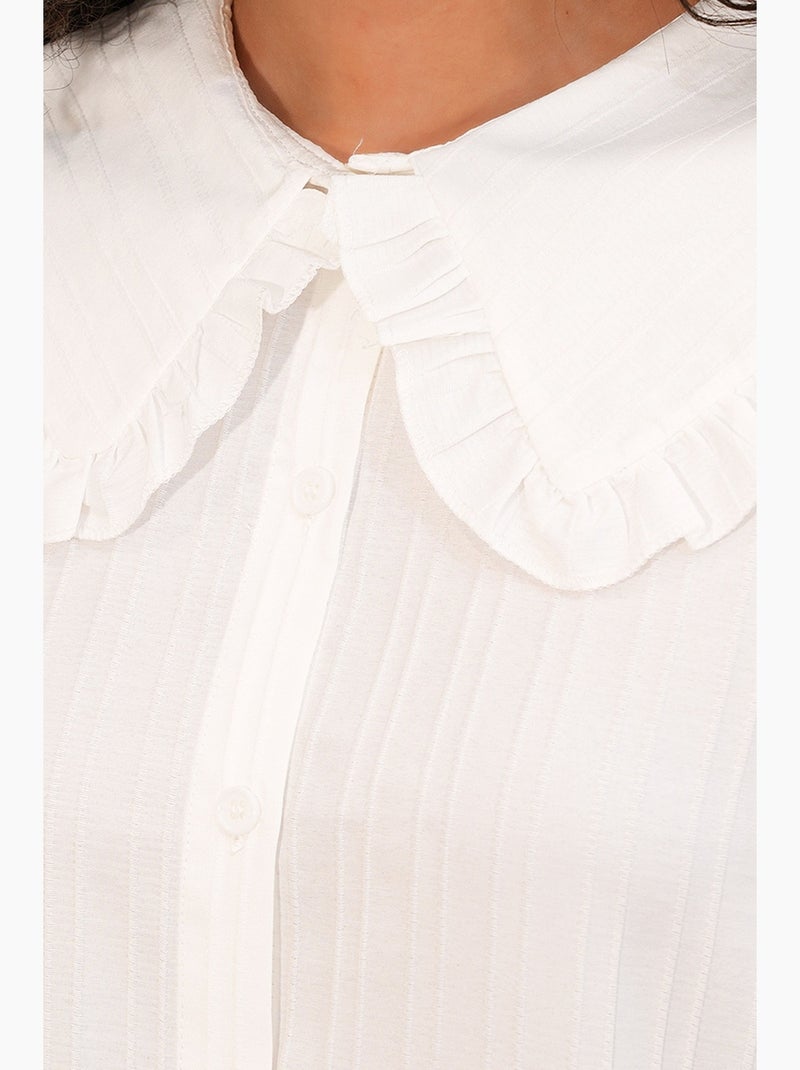 Chemise longue tissée femme à col bébé bdart Blanc - Kiabi