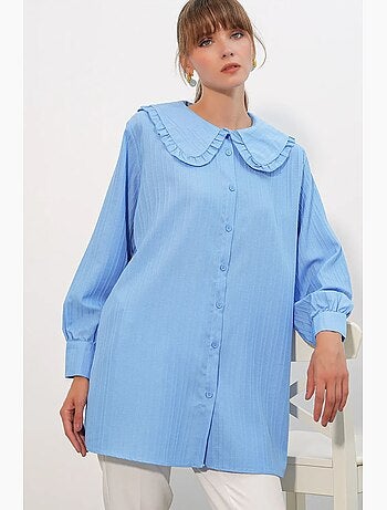 Chemise longue tissée femme à col bébé bdart