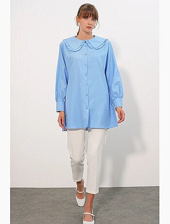 Chemise longue tissée femme à col bébé bdart