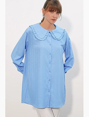 Chemise longue tissée femme à col bébé bdart